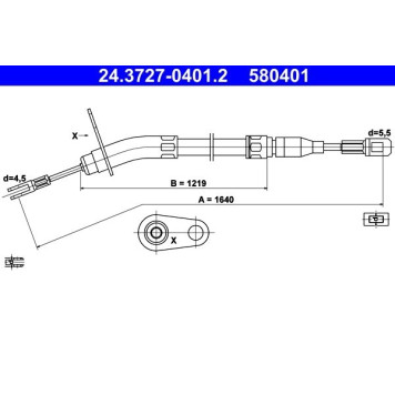 2x ATE 24.3727-0401.2 Seilzug, Feststellbremse 2 x 2x ATE 24.3727-0401.2 Seilzug, Feststellbremse 2 x