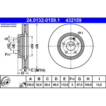 2x ATE 24.0132-0159.1 Bremsscheibe 2 x 2x ATE 24.0132-0159.1 Bremsscheibe 2 x