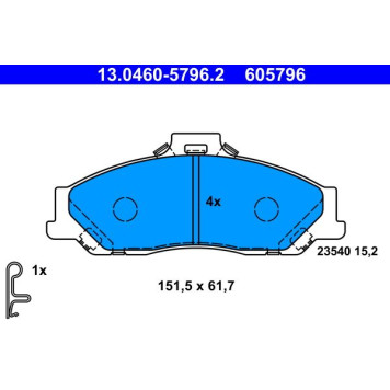ATE 13.0460-5796.2 Bremsbelagsatz, Scheibenbremse
