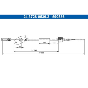 ATE 24.3728-0536.2 Seilzug, Kupplungsbetätigung ATE 24.3728-0536.2 Seilzug, Kupplungsbetätigung