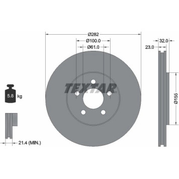 Textar 92269303 Bremsscheibe PRO Textar 92269303 Bremsscheibe PRO