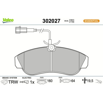 Valeo 302027 Bremsbelagsatz, Scheibenbremse ESSENTIAL