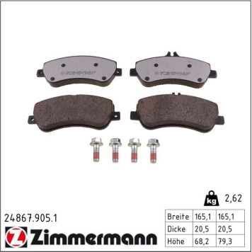 Zimmermann 24867.905.1 Bremsbelagsatz, Scheibenbremse rd:z