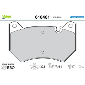 Valeo 610461 Bremsbelagsatz, Scheibenbremse E-PERFORMANCE Valeo 610461 Bremsbelagsatz, Scheibenbremse E-PERFORMANCE