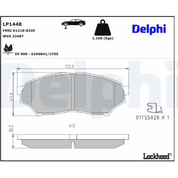 Delphi LP1448 Bremsbelagsatz, Scheibenbremse Delphi LP1448 Bremsbelagsatz, Scheibenbremse