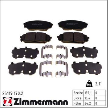 Zimmermann 25119.170.2 Bremsbelagsatz, Scheibenbremse Zimmermann 25119.170.2 Bremsbelagsatz, Scheibenbremse