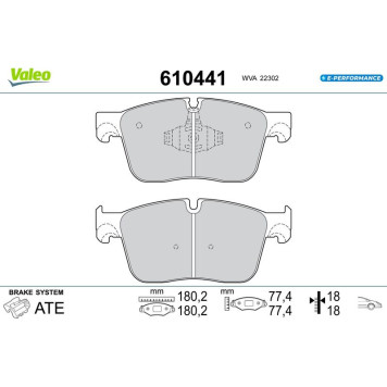 Valeo 610441 Bremsbelagsatz, Scheibenbremse E-PERFORMANCE