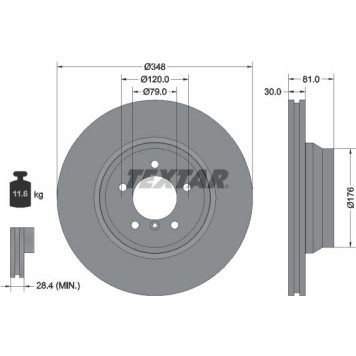 2x Textar 92122905 Bremsscheibe PRO+ 2x Textar 92122905 Bremsscheibe PRO+