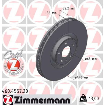 Zimmermann 460.4557.20 Bremsscheibe Coat Z Zimmermann 460.4557.20 Bremsscheibe Coat Z
