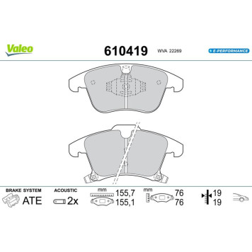 Valeo 610419 Bremsbelagsatz, Scheibenbremse E-PERFORMANCE Valeo 610419 Bremsbelagsatz, Scheibenbremse E-PERFORMANCE