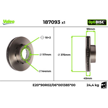 Valeo 187093 Bremsscheibe OptiDISC Valeo 187093 Bremsscheibe OptiDISC
