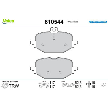 Valeo 610544 Bremsbelagsatz, Scheibenbremse E-PERFORMANCE Valeo 610544 Bremsbelagsatz, Scheibenbremse E-PERFORMANCE