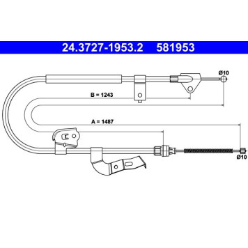 ATE 24.3727-1953.2 Seilzug, Feststellbremse ATE 24.3727-1953.2 Seilzug, Feststellbremse
