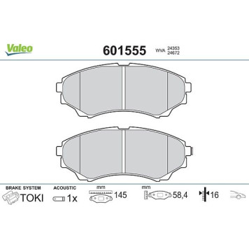 Valeo 601555 Bremsbelagsatz, Scheibenbremse Valeo 601555 Bremsbelagsatz, Scheibenbremse