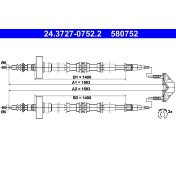 ATE 24.3727-0752.2 Seilzug, Feststellbremse ATE 24.3727-0752.2 Seilzug, Feststellbremse