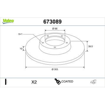 Valeo 673089 Bremsscheibe COATED Valeo 673089 Bremsscheibe COATED