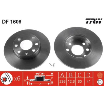 TRW DF1608 Bremsscheibe TRW DF1608 Bremsscheibe