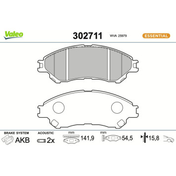 Valeo 302711 Bremsbelagsatz, Scheibenbremse ESSENTIAL Valeo 302711 Bremsbelagsatz, Scheibenbremse ESSENTIAL