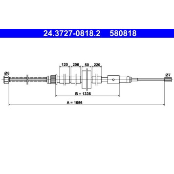2x ATE 24.3727-0818.2 Seilzug, Feststellbremse 2 x 2x ATE 24.3727-0818.2 Seilzug, Feststellbremse 2 x