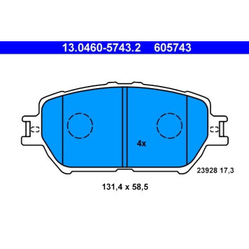 ATE 13.0460-5743.2 Bremsbelagsatz, Scheibenbremse ATE 13.0460-5743.2 Bremsbelagsatz, Scheibenbremse