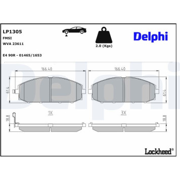 Delphi LP1305 Bremsbelagsatz, Scheibenbremse Delphi LP1305 Bremsbelagsatz, Scheibenbremse