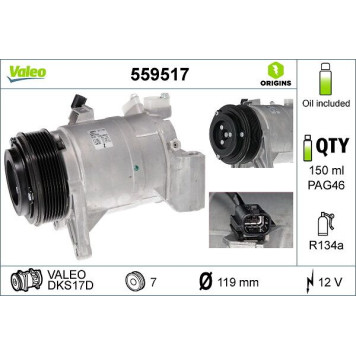 Valeo 559517 Kompressor, Klimaanlage ORIGINS - NEW O.E. TECHNOLOGIE Valeo 559517 Kompressor, Klimaanlage ORIGINS - NEW O.E. TECHNOLOGIE