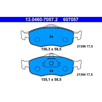ATE 13.0460-7057.2 Bremsbelagsatz, Scheibenbremse ATE 13.0460-7057.2 Bremsbelagsatz, Scheibenbremse