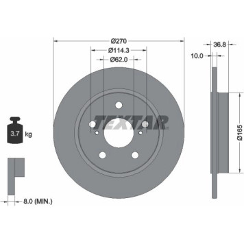 Textar 92164003 Bremsscheibe PRO Textar 92164003 Bremsscheibe PRO