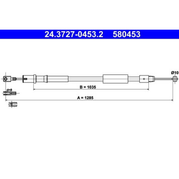2x ATE 24.3727-0453.2 Seilzug, Feststellbremse 2 x 2x ATE 24.3727-0453.2 Seilzug, Feststellbremse 2 x