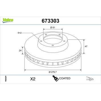 Valeo 673303 Bremsscheibe COATED Valeo 673303 Bremsscheibe COATED