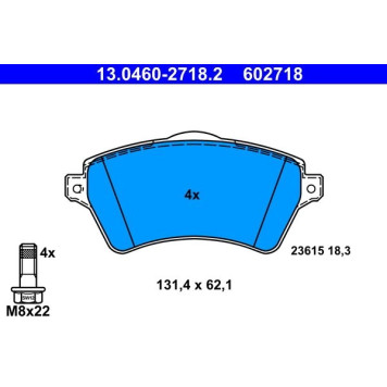 ATE 13.0460-2718.2 Bremsbelagsatz, Scheibenbremse ATE 13.0460-2718.2 Bremsbelagsatz, Scheibenbremse