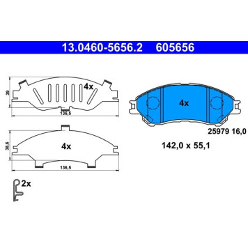 ATE 13.0460-5656.2 Bremsbelagsatz, Scheibenbremse ATE 13.0460-5656.2 Bremsbelagsatz, Scheibenbremse