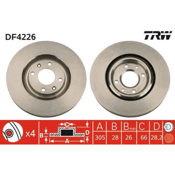 TRW DF4226 Bremsscheibe TRW DF4226 Bremsscheibe