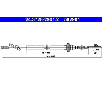 ATE 24.3728-2901.2 Seilzug, Kupplungsbetätigung ATE 24.3728-2901.2 Seilzug, Kupplungsbetätigung