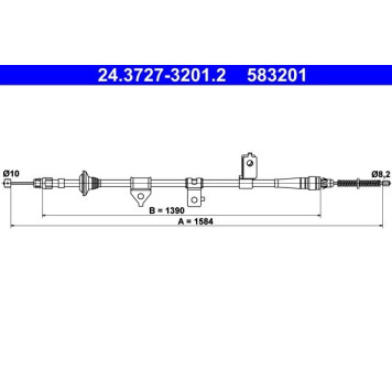 ATE 24.3727-3201.2 Seilzug, Feststellbremse ATE 24.3727-3201.2 Seilzug, Feststellbremse
