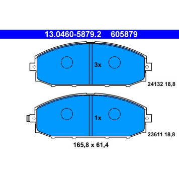 ATE 13.0460-5879.2 Bremsbelagsatz, Scheibenbremse