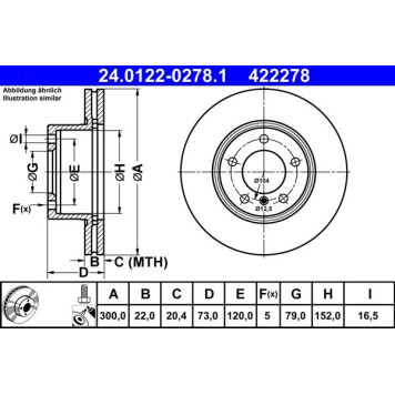 2x ATE 24.0122-0278.1 Bremsscheibe 2 x 2x ATE 24.0122-0278.1 Bremsscheibe 2 x