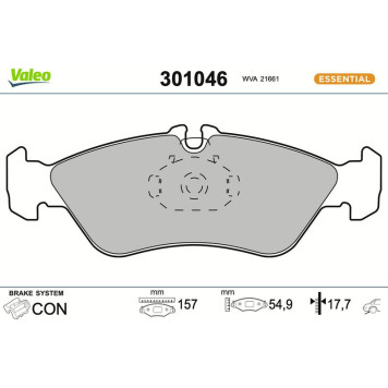 Valeo 301046 Bremsbelagsatz, Scheibenbremse ESSENTIAL