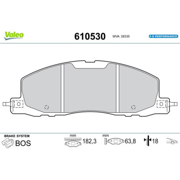Valeo 610530 Bremsbelagsatz, Scheibenbremse E-PERFORMANCE