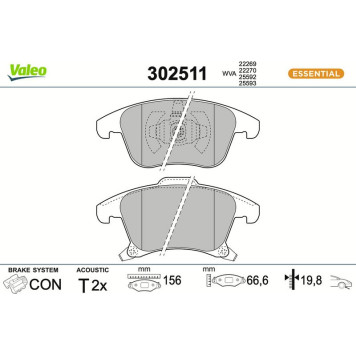 Valeo 302511 Bremsbelagsatz, Scheibenbremse ESSENTIAL Valeo 302511 Bremsbelagsatz, Scheibenbremse ESSENTIAL