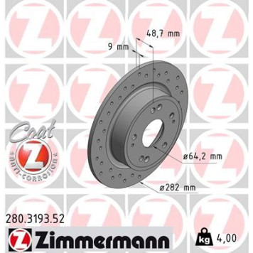 Zimmermann 280.3193.52 Bremsscheibe SPORT Z Zimmermann 280.3193.52 Bremsscheibe SPORT Z