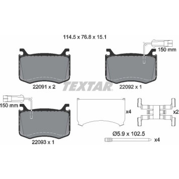 Textar 2209101 Bremsbelagsatz, Scheibenbremse