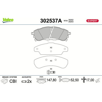 Valeo 302537A Bremsbelagsatz, Scheibenbremse EXPERT