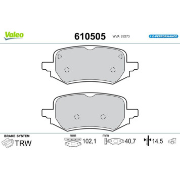 Valeo 610505 Bremsbelagsatz, Scheibenbremse E-PERFORMANCE Valeo 610505 Bremsbelagsatz, Scheibenbremse E-PERFORMANCE