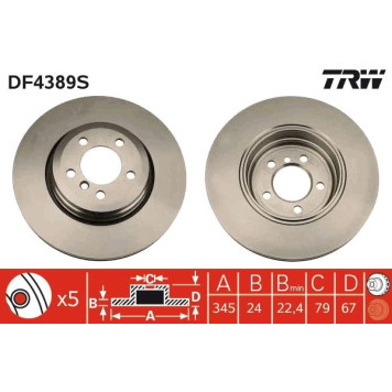 TRW DF4389S Bremsscheibe SINGLE TRW DF4389S Bremsscheibe SINGLE