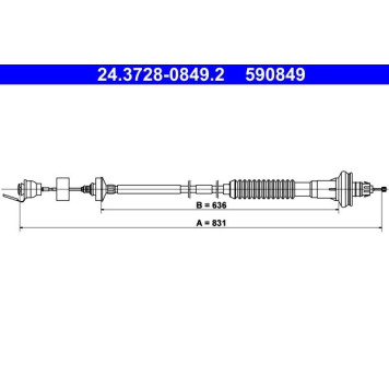 ATE 24.3728-0849.2 Seilzug, Kupplungsbetätigung ATE 24.3728-0849.2 Seilzug, Kupplungsbetätigung