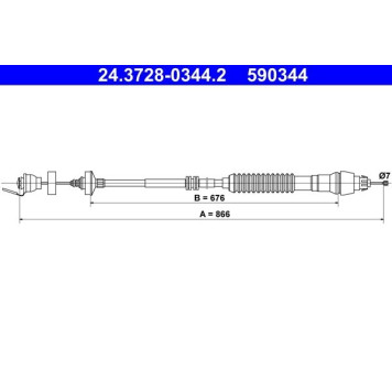 ATE 24.3728-0344.2 Seilzug, Kupplungsbetätigung ATE 24.3728-0344.2 Seilzug, Kupplungsbetätigung