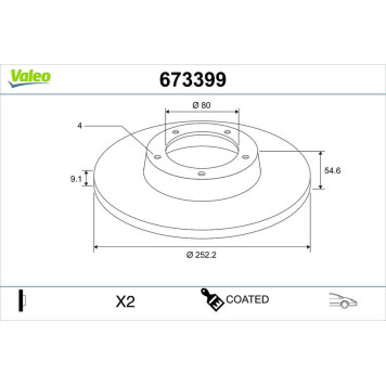 Valeo 673399 Bremsscheibe COATED Valeo 673399 Bremsscheibe COATED