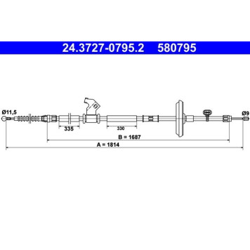 ATE 24.3727-0795.2 Seilzug, Feststellbremse ATE 24.3727-0795.2 Seilzug, Feststellbremse