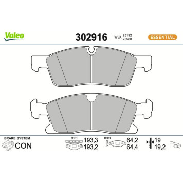 Valeo 302916 Bremsbelagsatz, Scheibenbremse ESSENTIAL Valeo 302916 Bremsbelagsatz, Scheibenbremse ESSENTIAL
